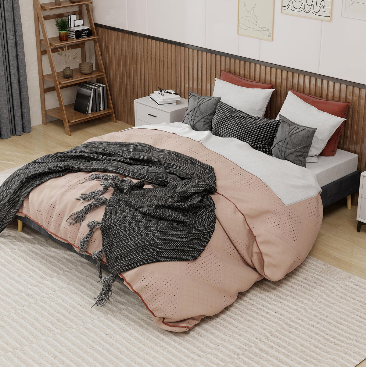 POSTEĽ 160/200 cm sivá s pevným viacbodovým podopretím z látky a kovu - sivá, textil (160/200cm) - OKWISH