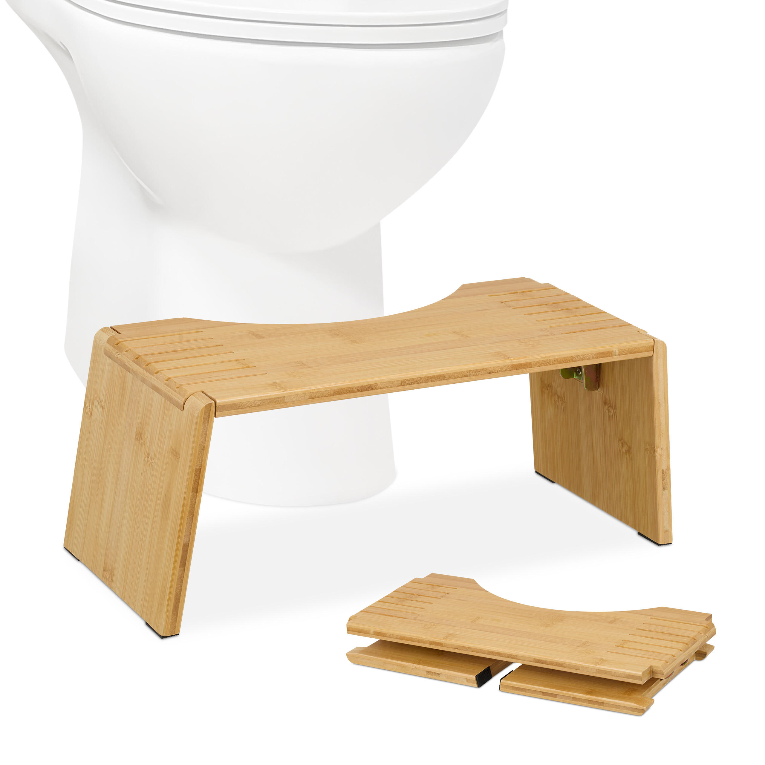 TOILETTENHOCKER - Hellbraun, Holz/Kunststoff (48.5/19/20cm) - Relaxdays