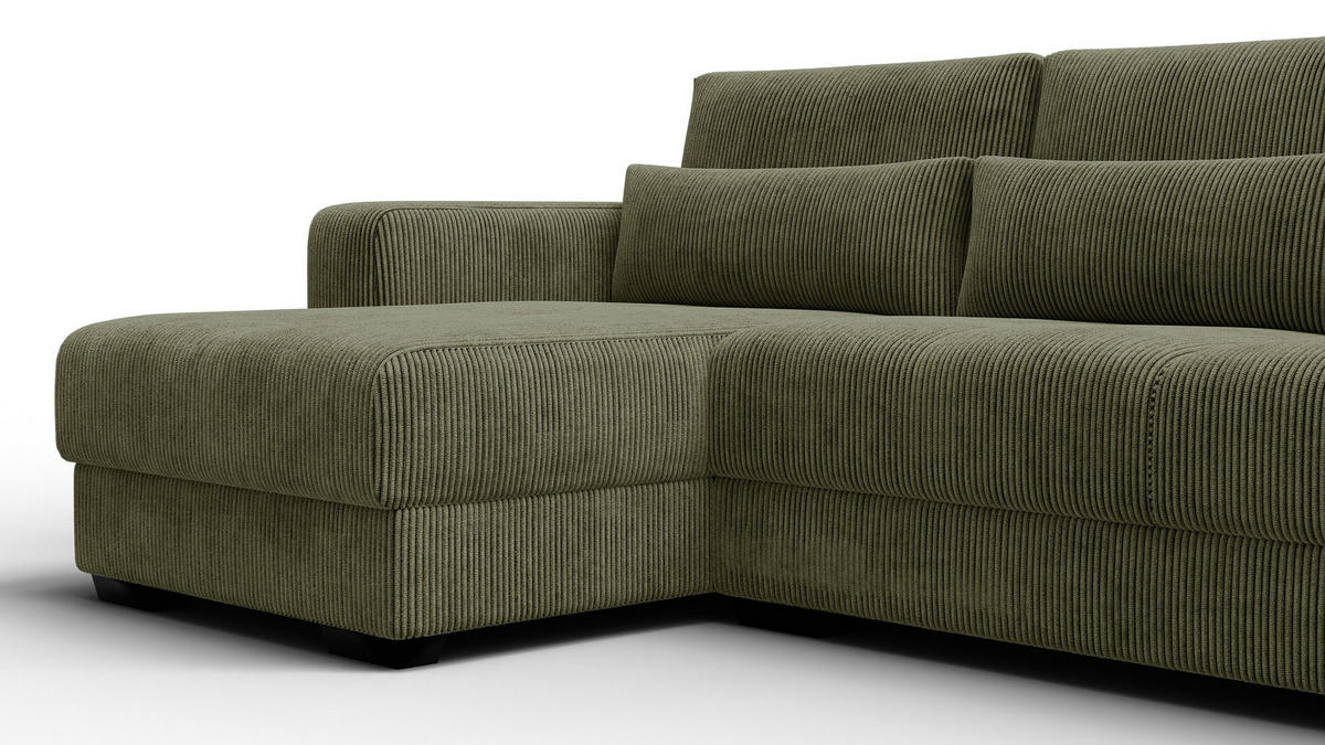 ECKSOFA OLI 4-Sitzer links, olivgrün - Olivgrün, Holz/Textil (295/172cm) - Courtois Laville