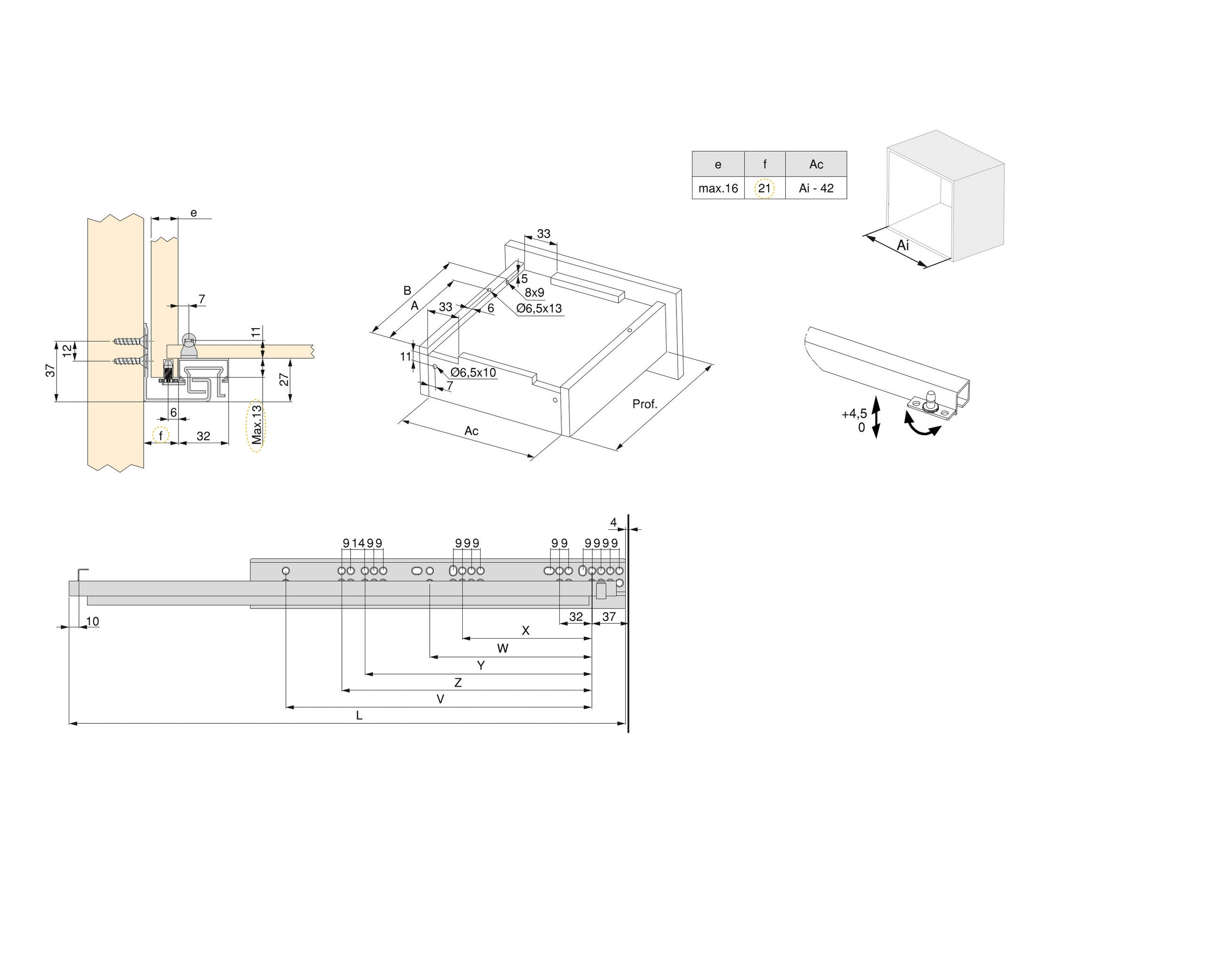 UNTERFLURFÜHRUNGEN Silver, Vollauszug, mit Schließautomatik, Tiefe 350mm, Stahl, Verzinkt - Zinkfarben, Metall (2.7/4/35cm) - EMUCA