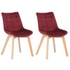 STUHL 2er Set Samt Rot - Eukalyptusholzfarben/Rot, Holz/Textil (46/82/61cm) - CLP