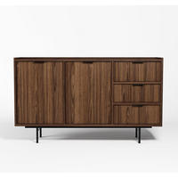 SIDEBOARD Nordiva 2T 3S Warmia Walnut 150/90/40 cm – Metallgestell - Walnussfarben/Schwarz, Holzwerkstoff/Metall (150/91/40cm) - AX Living
