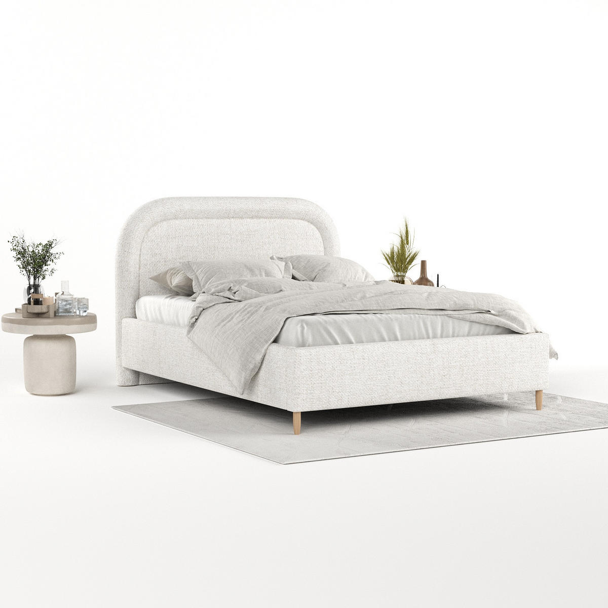 POLSTERBETT Zoya 140/200 cm Creme im Neve Stoff - Creme/Naturfarben, Holz/Holzwerkstoff (140/200cm) - AltaBeds