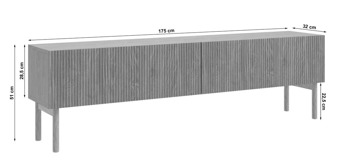 TV-LOWBOARD Nolie Eichenholzoptik 175 cm - Eichefarben, Holz/Holzwerkstoff (175/51/32cm) - Selsey