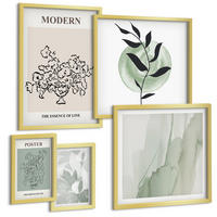 BILDER SET 5er Set - 50x50 cm & 20x30 cm & 40x60 cm Goldrahmen - Blumen in einer modernen Vase - Goldfarben, Kunststoff (40/60cm) - TULUP