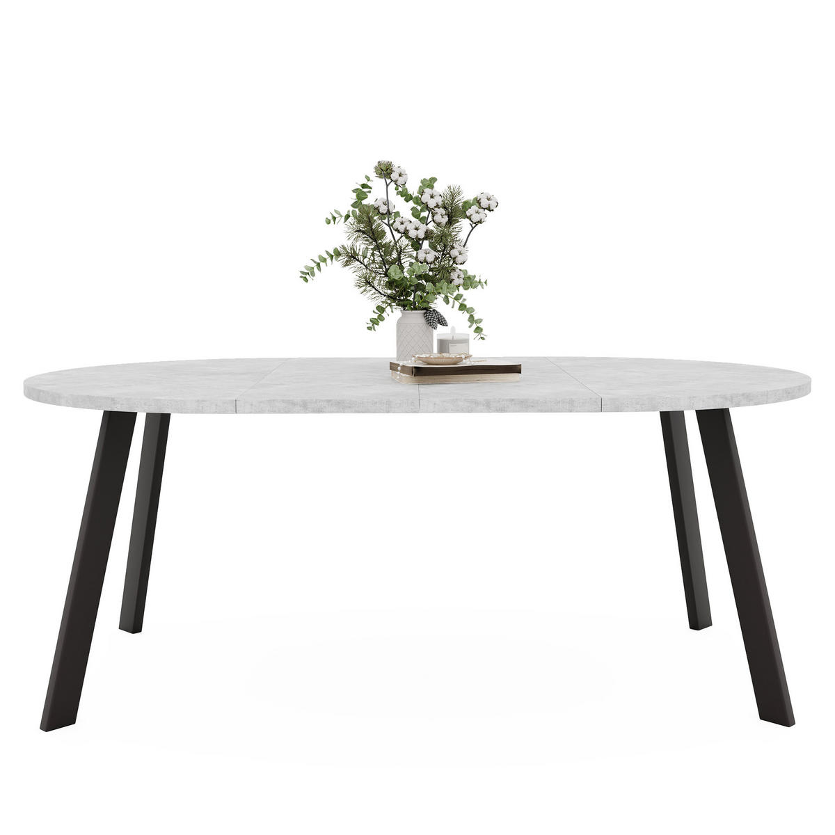 TISCH Schwarze Beine, MDF Tischplatte, Bellato Grau - Schwarz/Grau, Holzwerkstoff (100/100/76cm) - Idohome