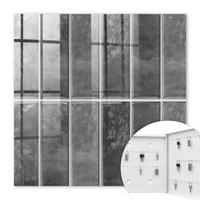 SCHLÜSSELBOX Weiß 30x30 cm – Türöffnung nach rechts - Graue Fliesen - Grau, Metall (30/30/5cm) - TULUP