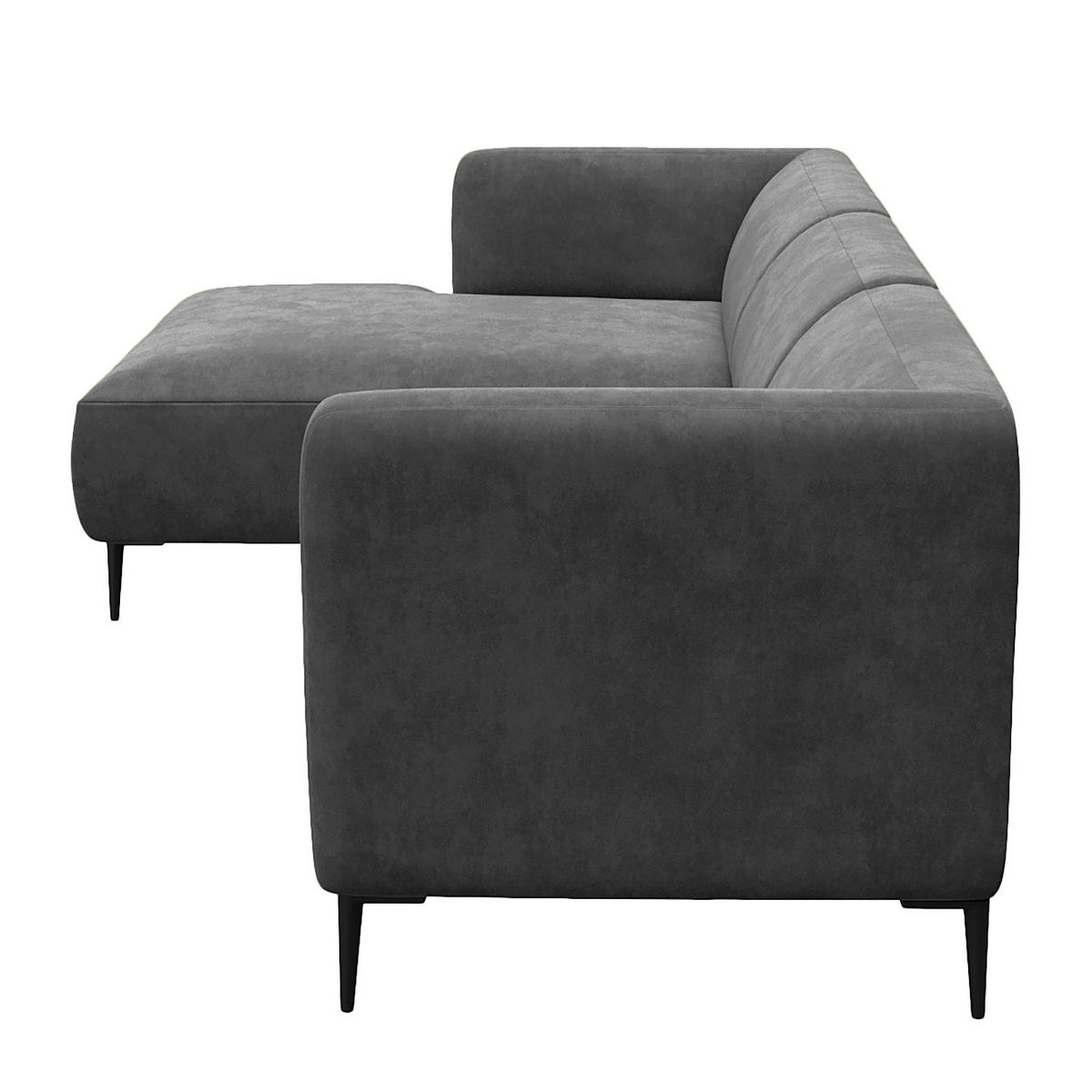 2,5-SITZER ECKSOFA mit Longchair - Schwarz/Grau, Textil/Metall (271/148cm) - home24
