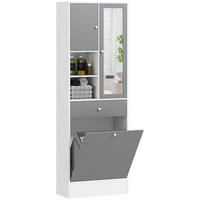 HOCHSCHRANK DE-12463 62/28/181 cm mit Spiegel und Wäschekorb Grau - Grau, Holzwerkstoff (62/181/28.3cm) - ComfortXL