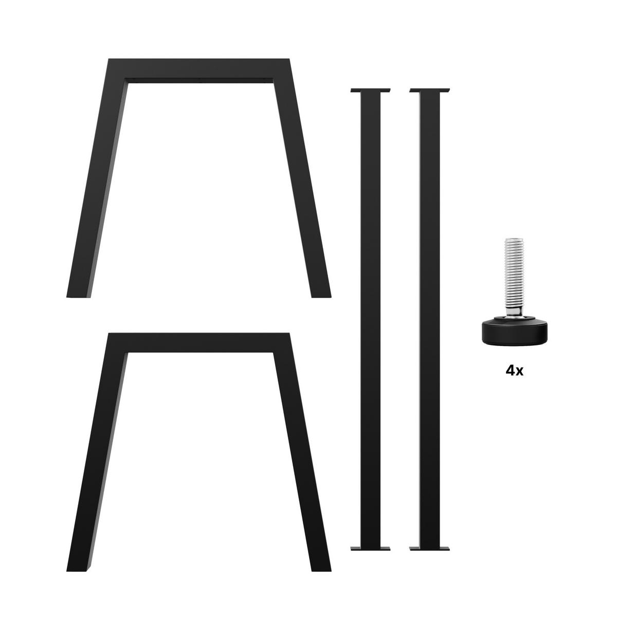TISCHBEINE Thusia Extreme Schwarz Metall 200/80/72 cm - Schwarz, Metall (80/72/200cm) - Metalo Pro