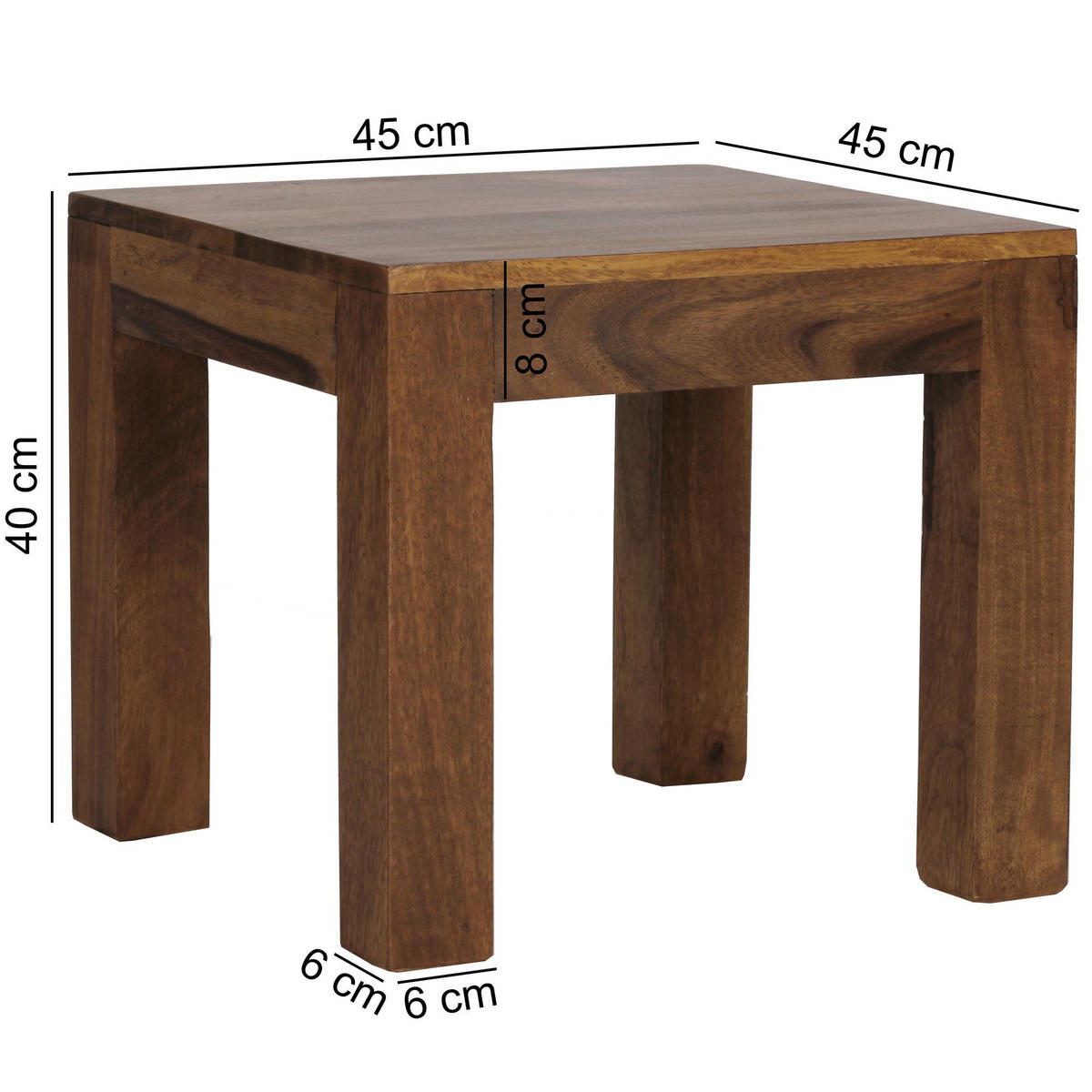 COUCHTISCH Massivholz Handgefertigt Edelholz Design, Braun 45x45x40 cm - Braun, Holz (45/45/40cm) - KADIMA DESIGN