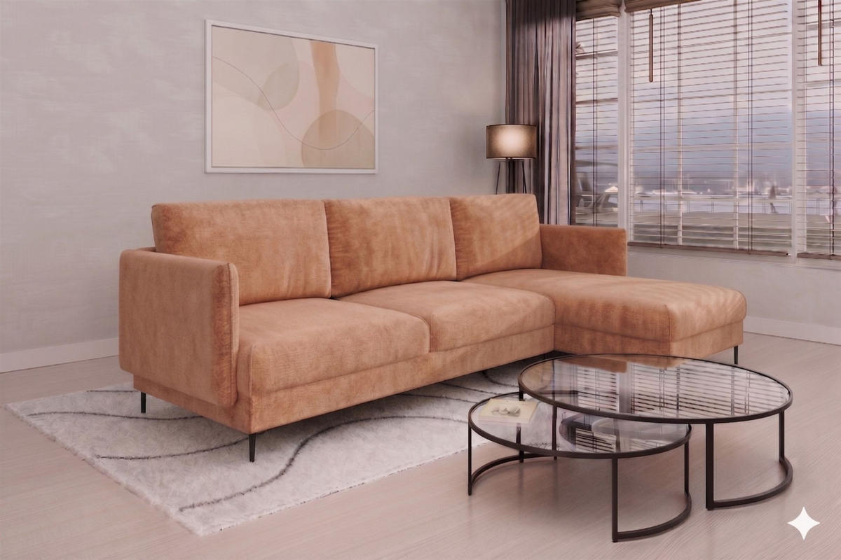ECKSOFA Helmer In Stoff Vibe - Orange, Holzwerkstoff/Textil (293/164cm) - Fun Möbel