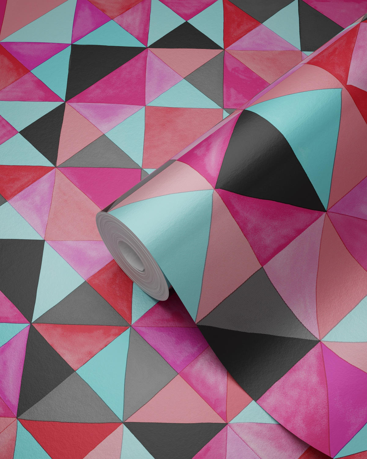 TAPETE kubistisches Muster 53 cm x 10.05 m - Rot, Papier (53/1000cm) - Origin Wallcoverings