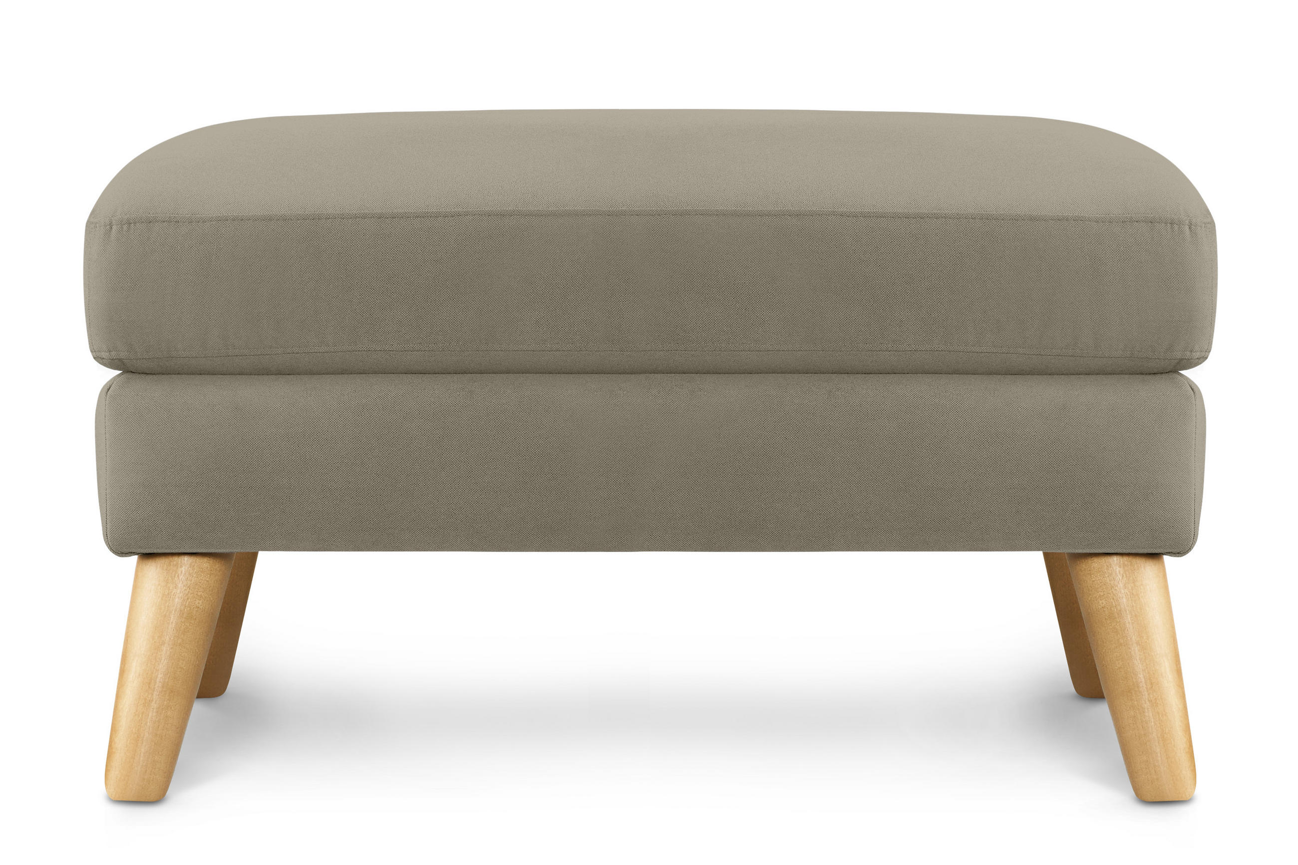 SITZHOCKER TAGIO Pouffe, beige - Beige/Braun, Buchenholz/Textil (65/46/80cm) - KONSIMO®