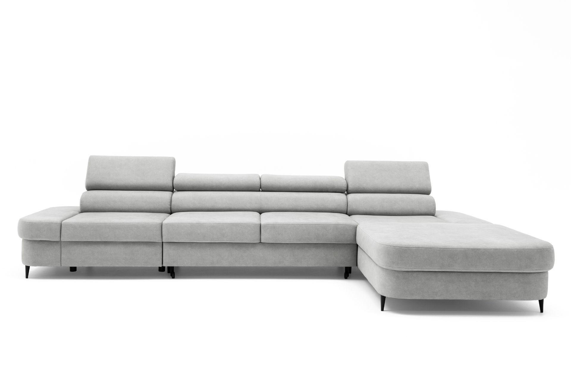 ECKSOFA JAZZ MAXI Rechts mit Schlaffunktion 125x195 Velours Grau - Schwarz/Grau, Holz/Textil (203/350cm) - Muffo