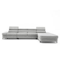 ECKSOFA JAZZ MAXI Rechts mit Schlaffunktion 125x195 Velours Grau - Schwarz/Grau, Holz/Textil (203/350cm) - Muffo