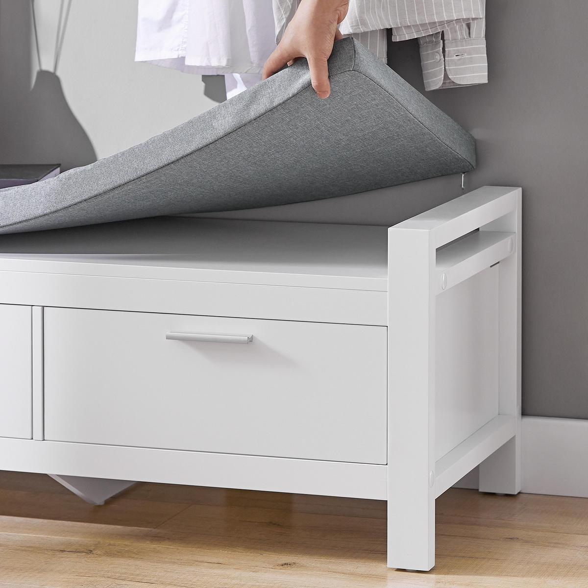 SCHUHBANK Weiß - Weiß, Holzwerkstoff (100/40/40cm) - SoBuy