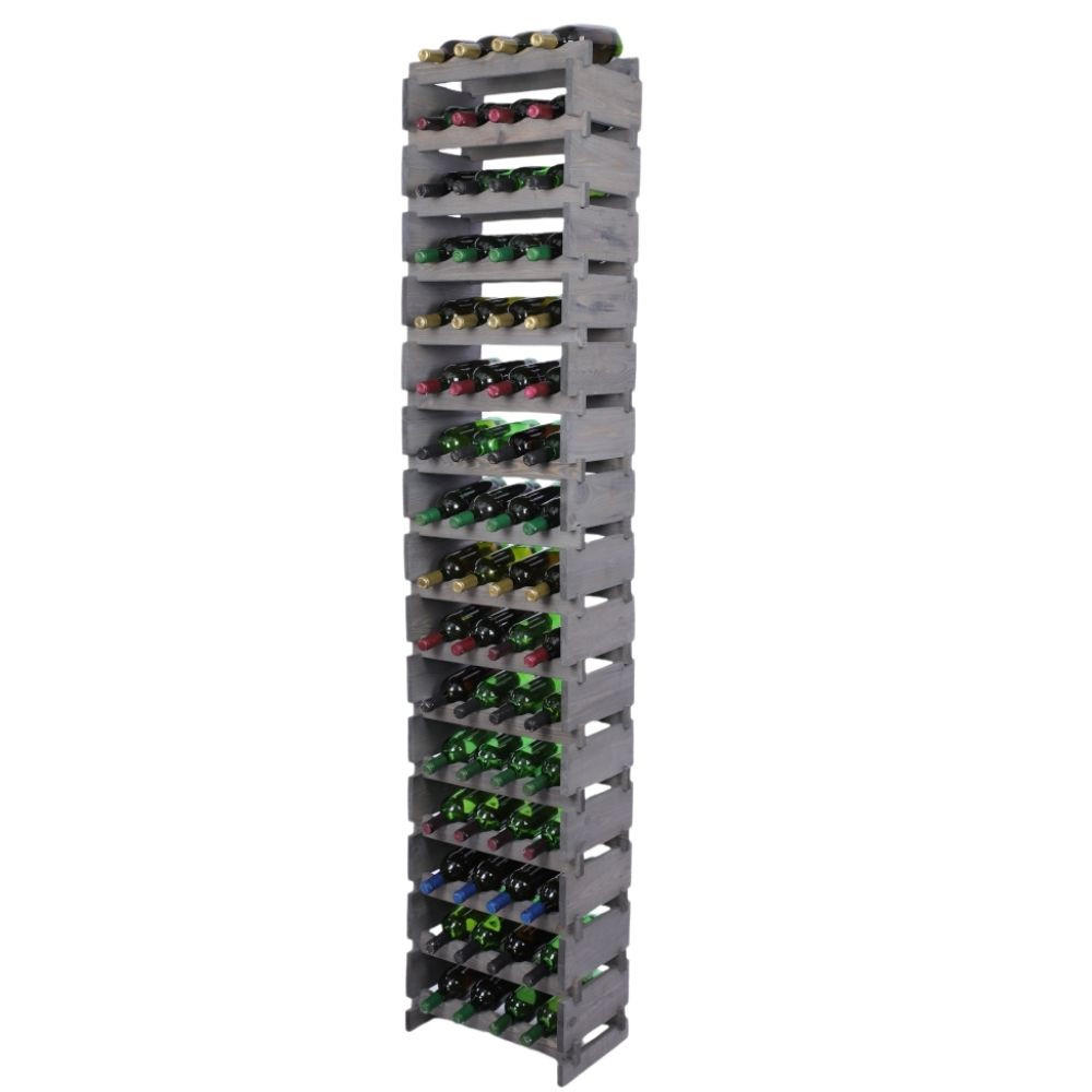 WEINREGAL VINOTECA FLEX PRO HxBxT 219x46x28cm 64 Flaschen auf 16 Ebenen Grau - Grau, Holz (46/219/28cm) - PROREGAL