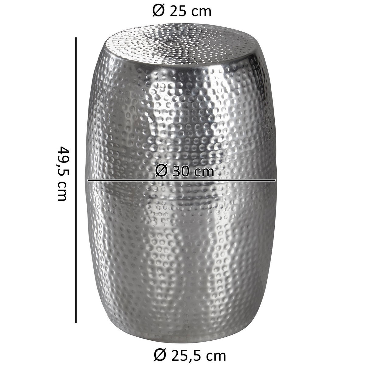 BEISTELLTISCH Aluminium Orientalisch ENNS, Silber 30x30x49 cm - Silberfarben, Metall (30/30/49cm) - KADIMA DESIGN