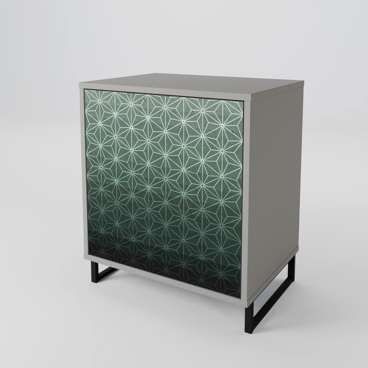 SIDEBOARD ORNAMENTAL GLIMMER, Grau, 57,5x42x77,5 cm, Schräge Buchenholzfüße - Buchefarben/Multicolor, Holzwerkstoff/Buchenholz (57.5/77.5/42cm) - SpaceRebels