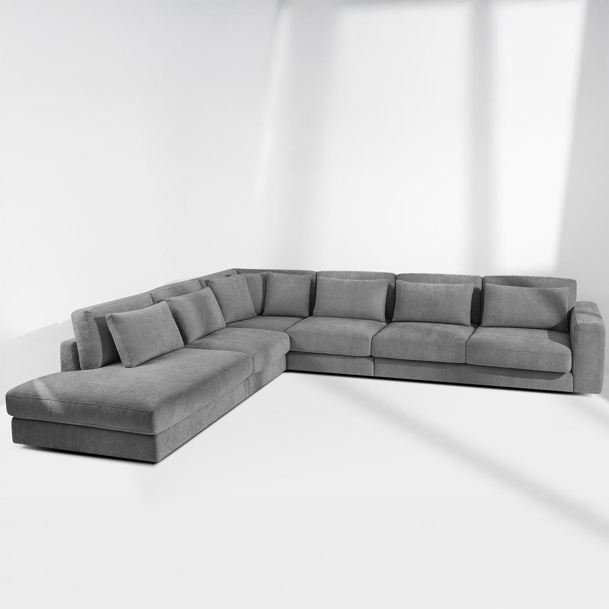ECKSOFA XL links VERUS - Dunkelgrau, Holz/Holzwerkstoff (377/328cm) - KONSIMO®