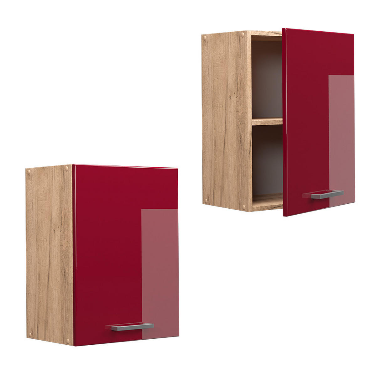 HÄNGESCHRANK R-Line Rot Hochglanz 45 cm - Honigeiche/Bordeaux, Holzwerkstoff (45/60/31cm) - Vicco