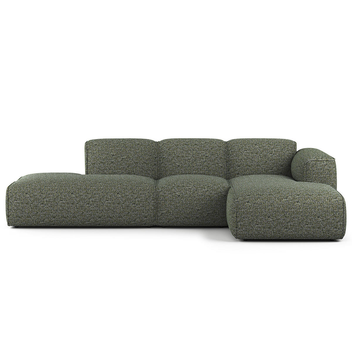 ECKSOFA mit Chaiselongue - Schwarz/Grün, Kunststoff/Textil (290/173cm) - home24
