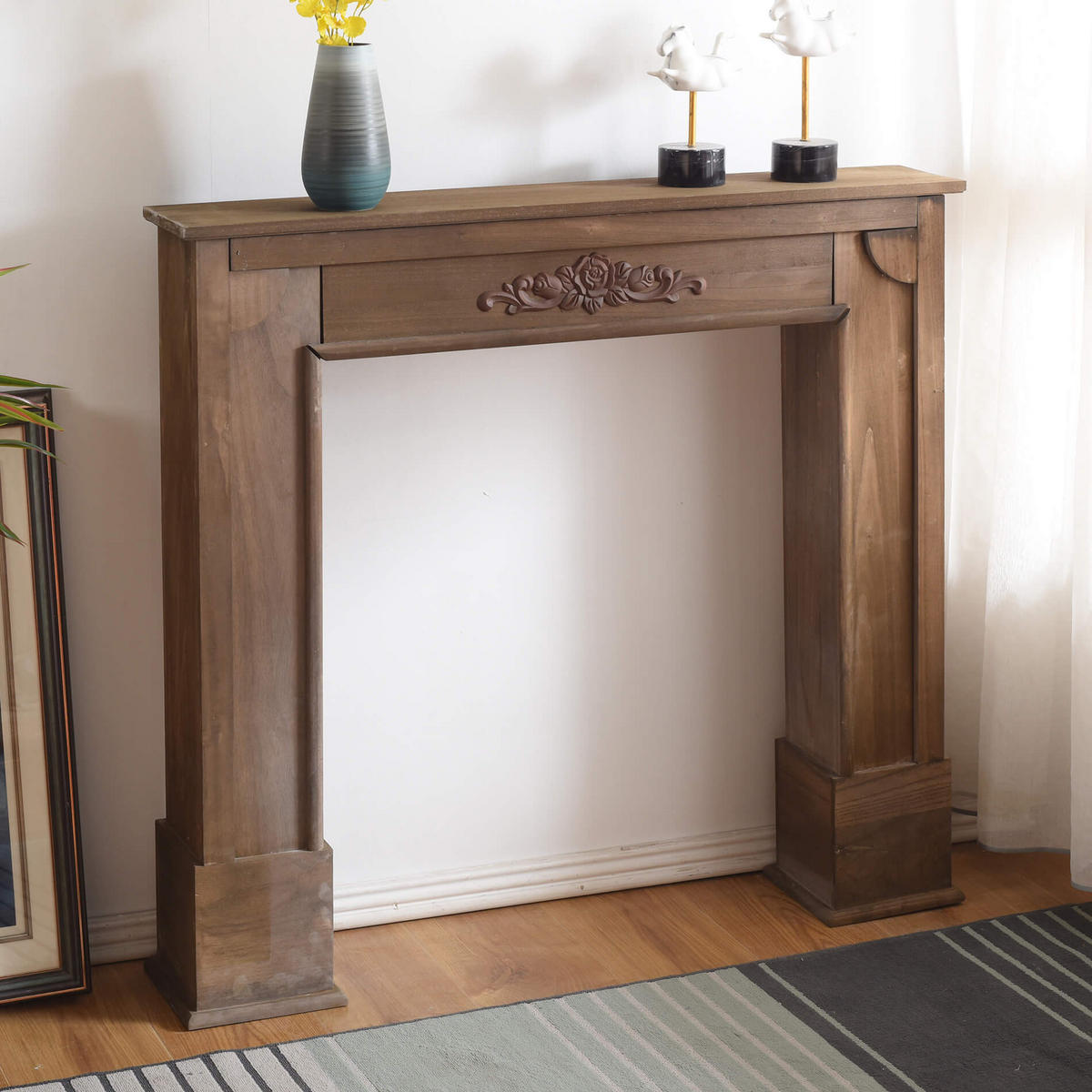 KAMINUMRANDUNG Braun 21/105/100 cm - Braun, Holz (21/100/105cm) - Mobili Rebecca