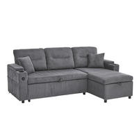 ECKSCHLAFSOFA 3-Sitzer Cord mit Stauraum Schubladenbett und USB-Anschluss Kohlegrau 212,5/136/86 cm - Grau, Textil (136/212.5cm) - Redom
