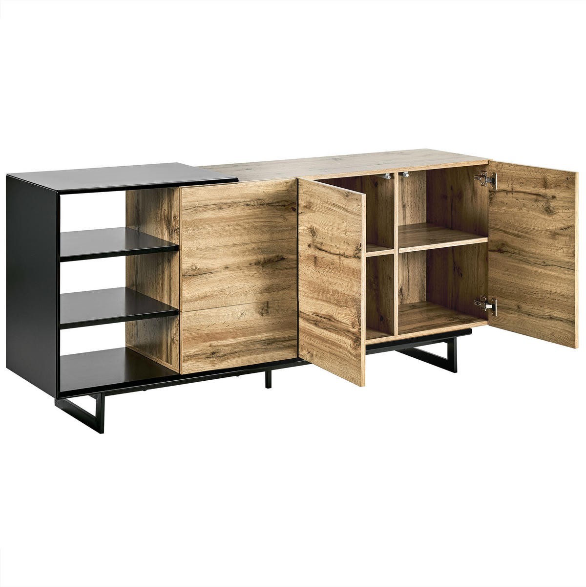 SIDEBOARD se 2 dveřmi Hnědý/Černý Fiora - hnědá, kompozitní dřevo (160/75/40cm) - Beliani