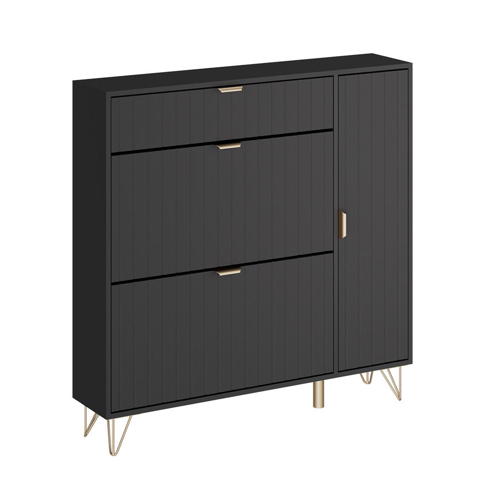 SCHUHSCHRANK Helge Schwarz 108 x 107.5 cm - Schwarz, Holzwerkstoff (108/107.5/23.5cm) - Vicco