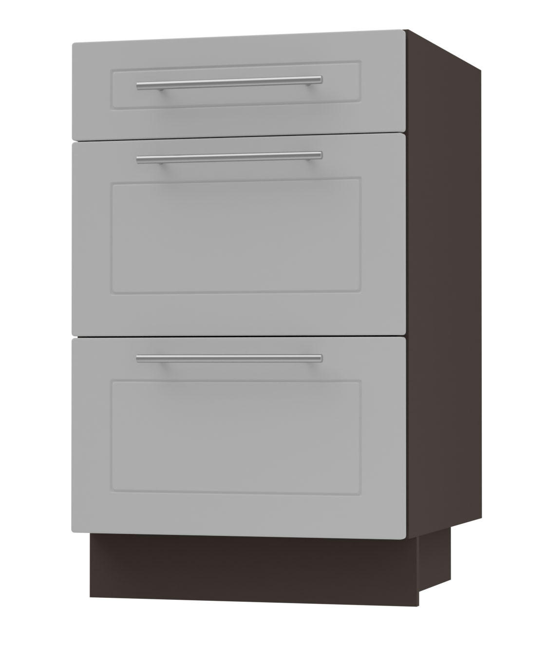 SCHUBLADENUNTERSCHRANK Bari D3/50 Lava / RAL 7040 fenstergrau 50 / 50 / 82cm REJS Vollauszug - Dunkelgrau/Grau, Holz/Holzwerkstoff (50/82/50cm) - Feldmann-Wohnen