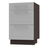 SCHUBLADENUNTERSCHRANK Bari D3/50 Lava / RAL 7040 fenstergrau 50 / 50 / 82cm REJS Vollauszug - Dunkelgrau/Grau, Holz/Holzwerkstoff (50/82/50cm) - Feldmann-Wohnen