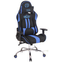 CHEFSESSEL Stoff schwarz/blau - Blau/Schwarz, Textil/Metall (67/128/51cm) - CLP