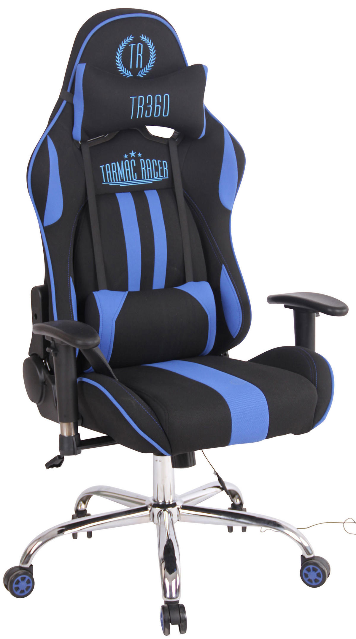 CHEFSESSEL Stoff schwarz/blau - Blau/Schwarz, Textil/Metall (67/128/51cm) - CLP