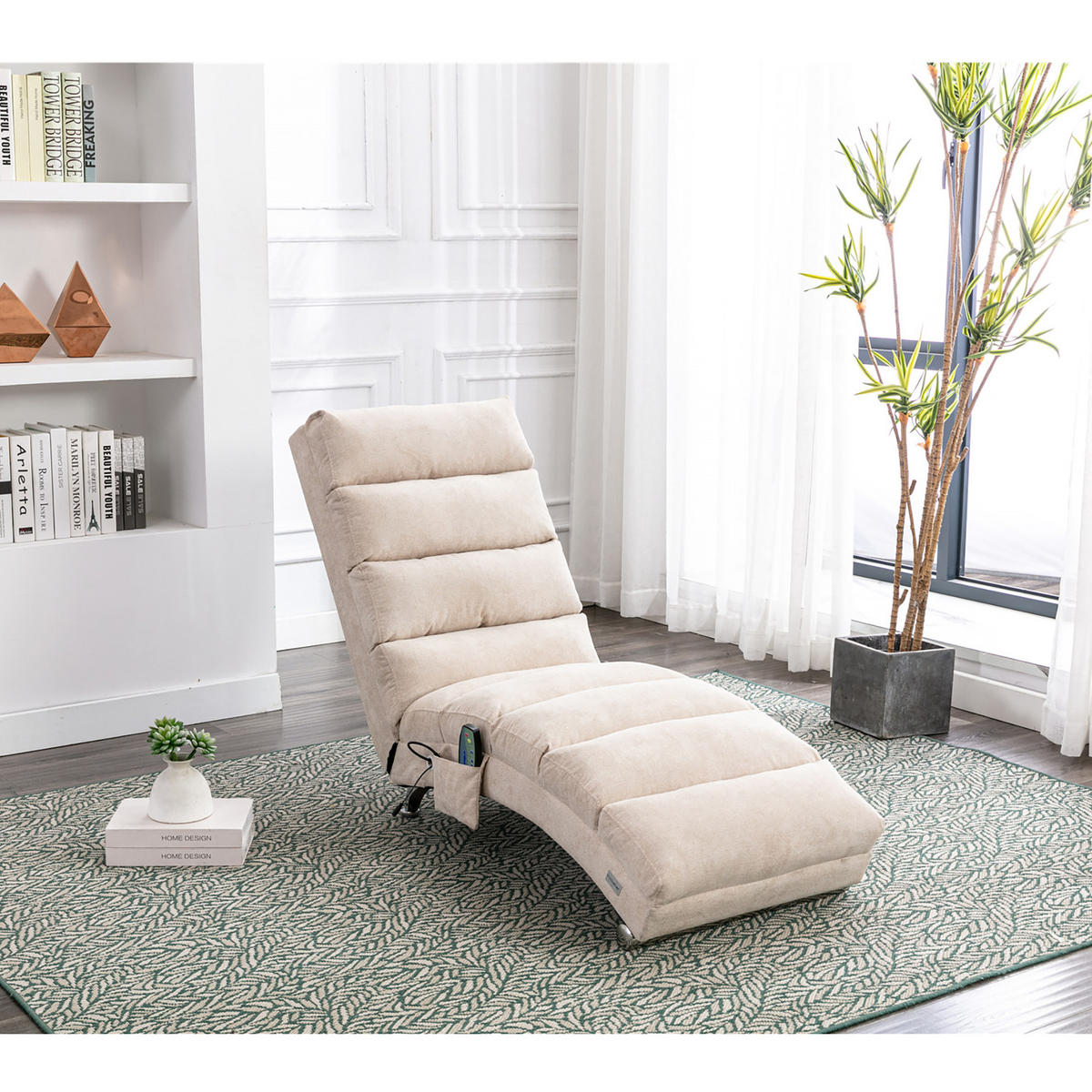 MASSAGELIEGE in Beige 55x148x84 cm mit Vibrationsfunktion und Seitentasche - Beige, Textil (148/84/55cm) - IVMEU