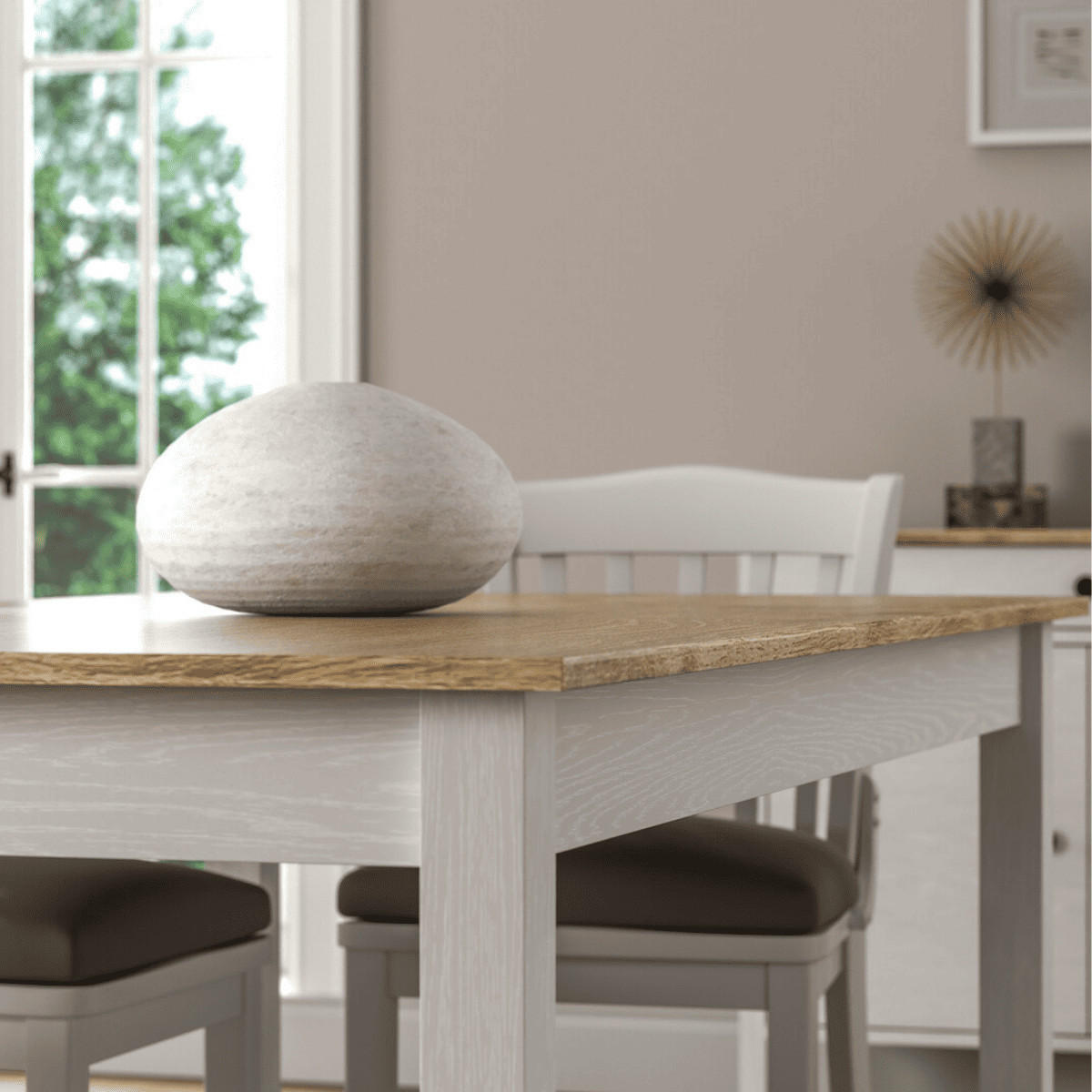 ESSTISCH Dekor Holz und weiße Beine 180/90/76 cm - Eschefarben, Holzwerkstoff (22/90/76cm) - Calicosy