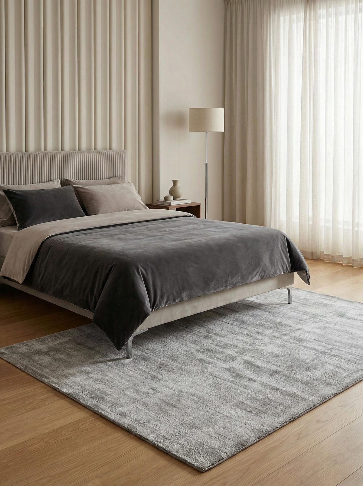 TEPPICH Viskose handgewebt zeitloses Design BARI, Silber 200x290 cm - Silberfarben, Textil (200/290cm) - KADIMA DESIGN