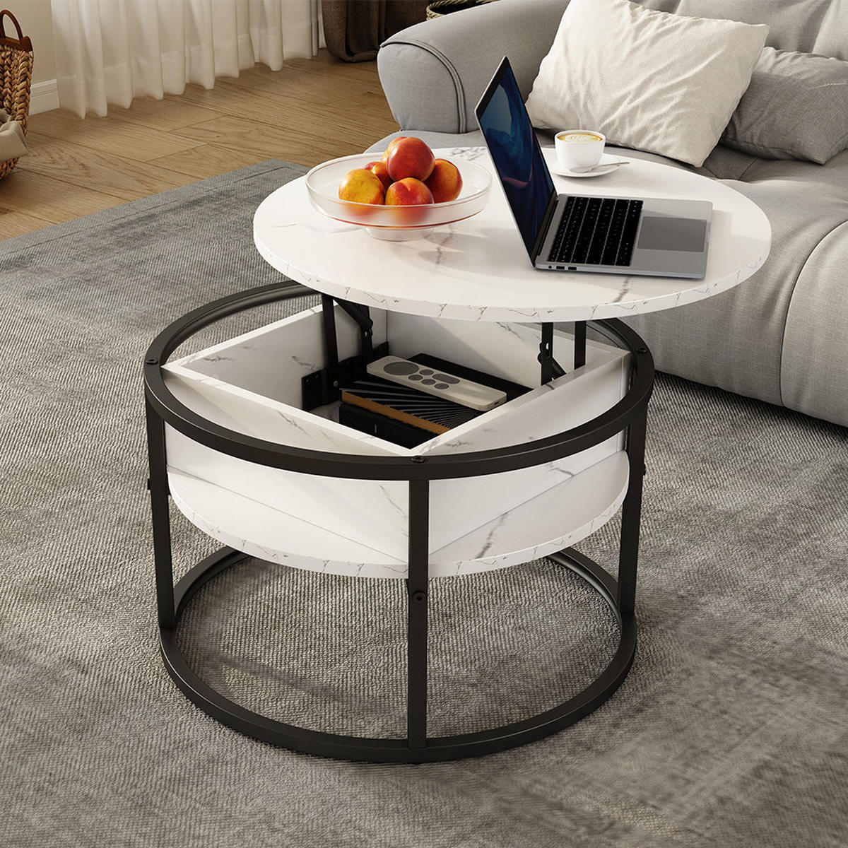 COUCHTISCH Marlo Marmor Weiß 57 x 57 cm - Weiß, Holzwerkstoff (57/57/47.5cm) - Vicco