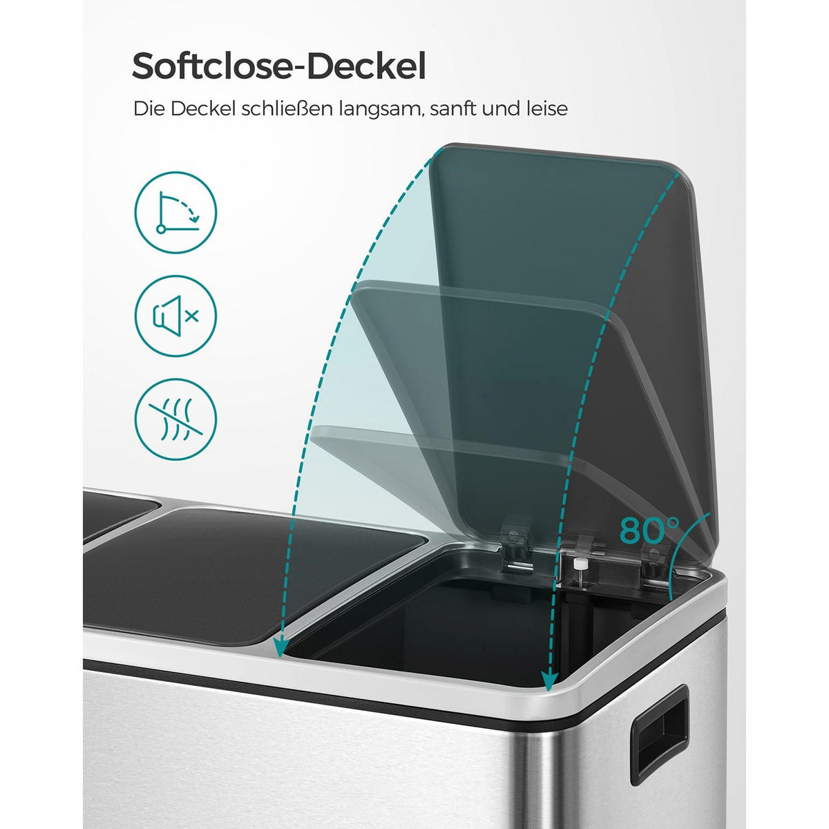 MÜLLEIMER Asuncion - Silberfarben, Metall (31.5/56/61.5cm) - Hansiro