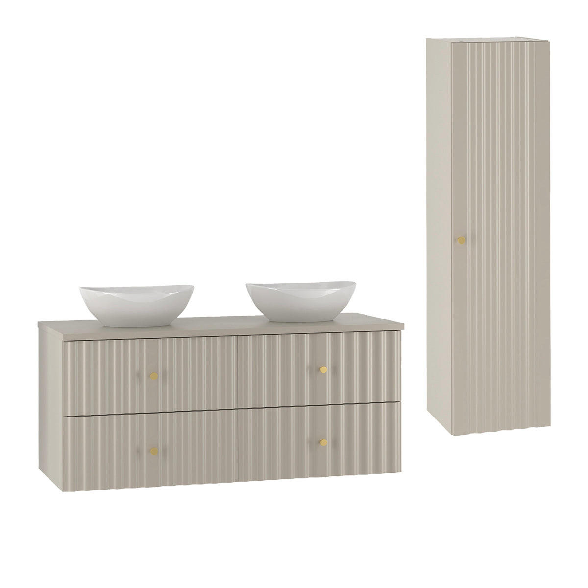 BADMÖBEL 120.6cm Izae 2er-Set Kaschmir - Beige, Holzwerkstoff (120.6/52.2/46.5cm) - Petits-meubles