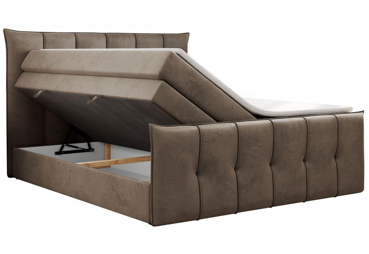 BOXSPRINGBETT SUPREME mit Topper und Bettkasten, Braun, 160x200 cm - Braun, Textil (160/200cm) - KS Home Concept