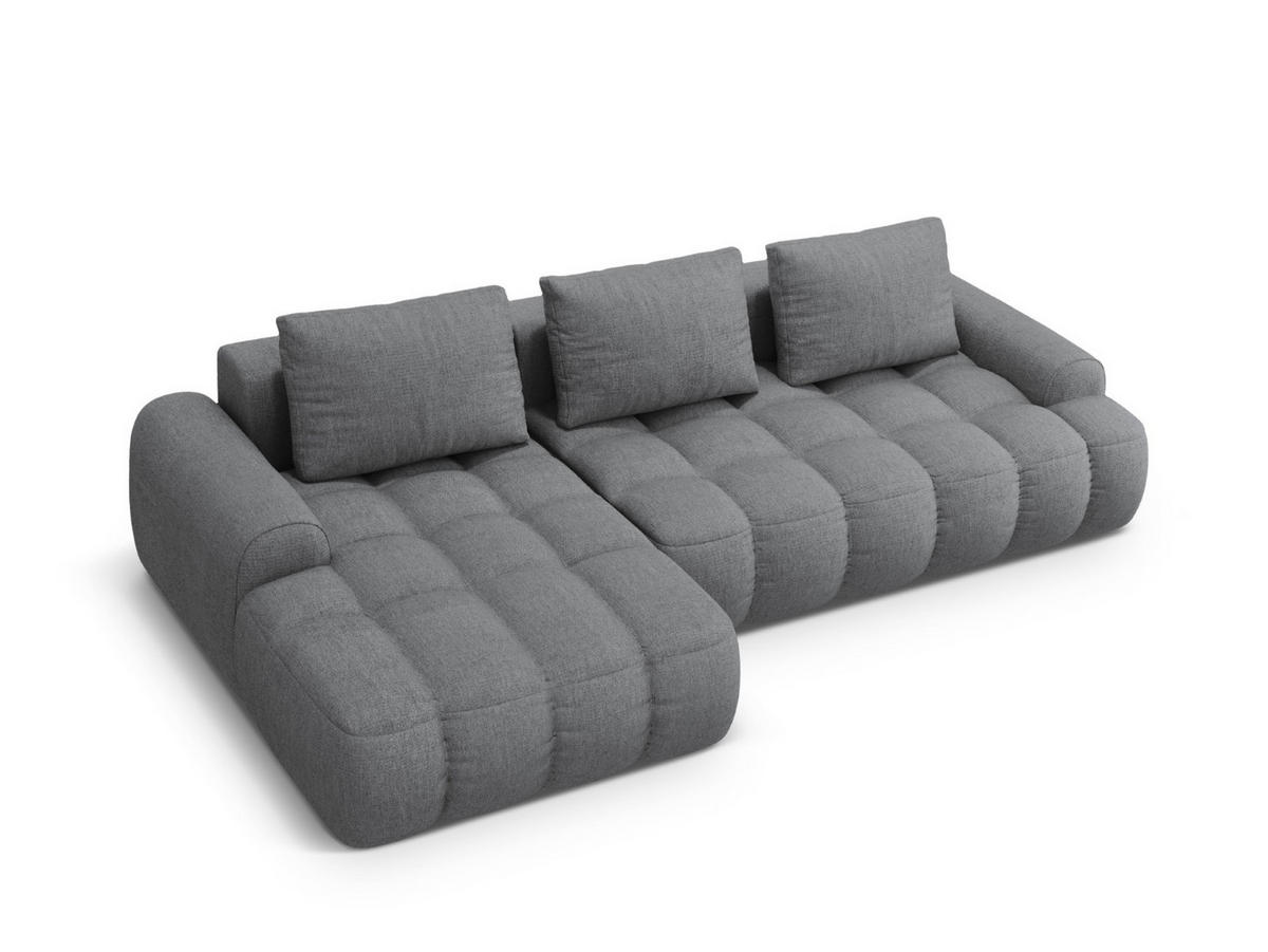 AUSKLAPPBARES-ECKSOFA links mit Container Linz aus strukturiertem Stoff grau 3 Sitzplätze - Grau, Textil (142/275cm) - Cosmopolitan Design