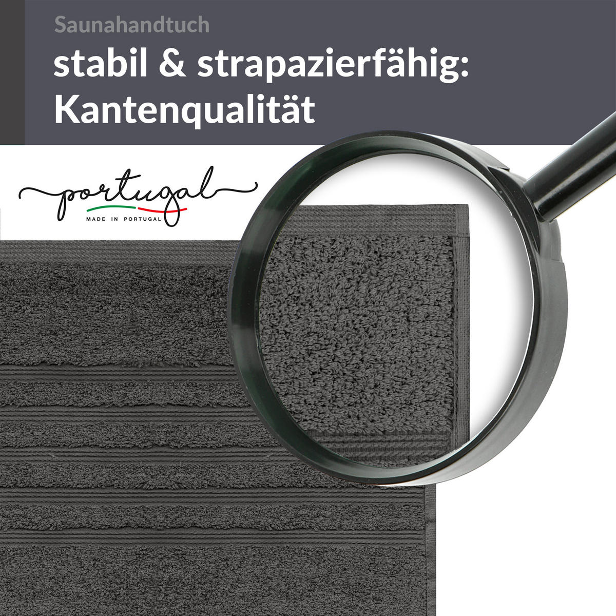 BADETUCH London Anthrazit Grau 100x200 cm - Anthrazit, Textil (100/200cm) - Lashuma