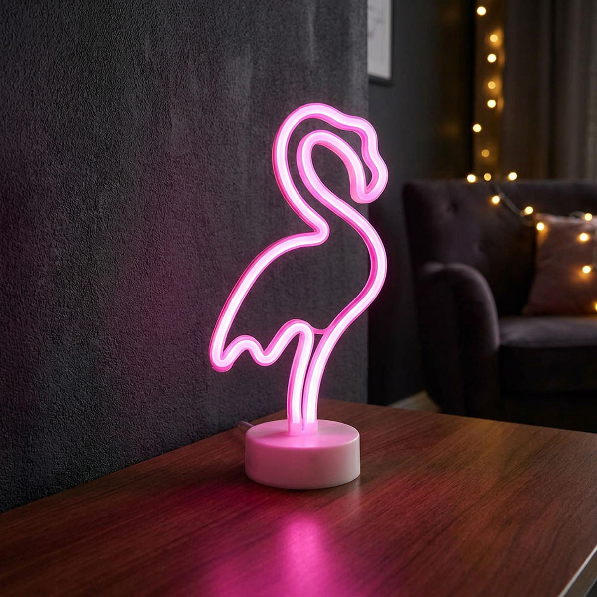 LED TISCHLEUCHTE Flamingo Weiß - Weiß, Kunststoff (14.5/10/33cm) - Globo Lighting