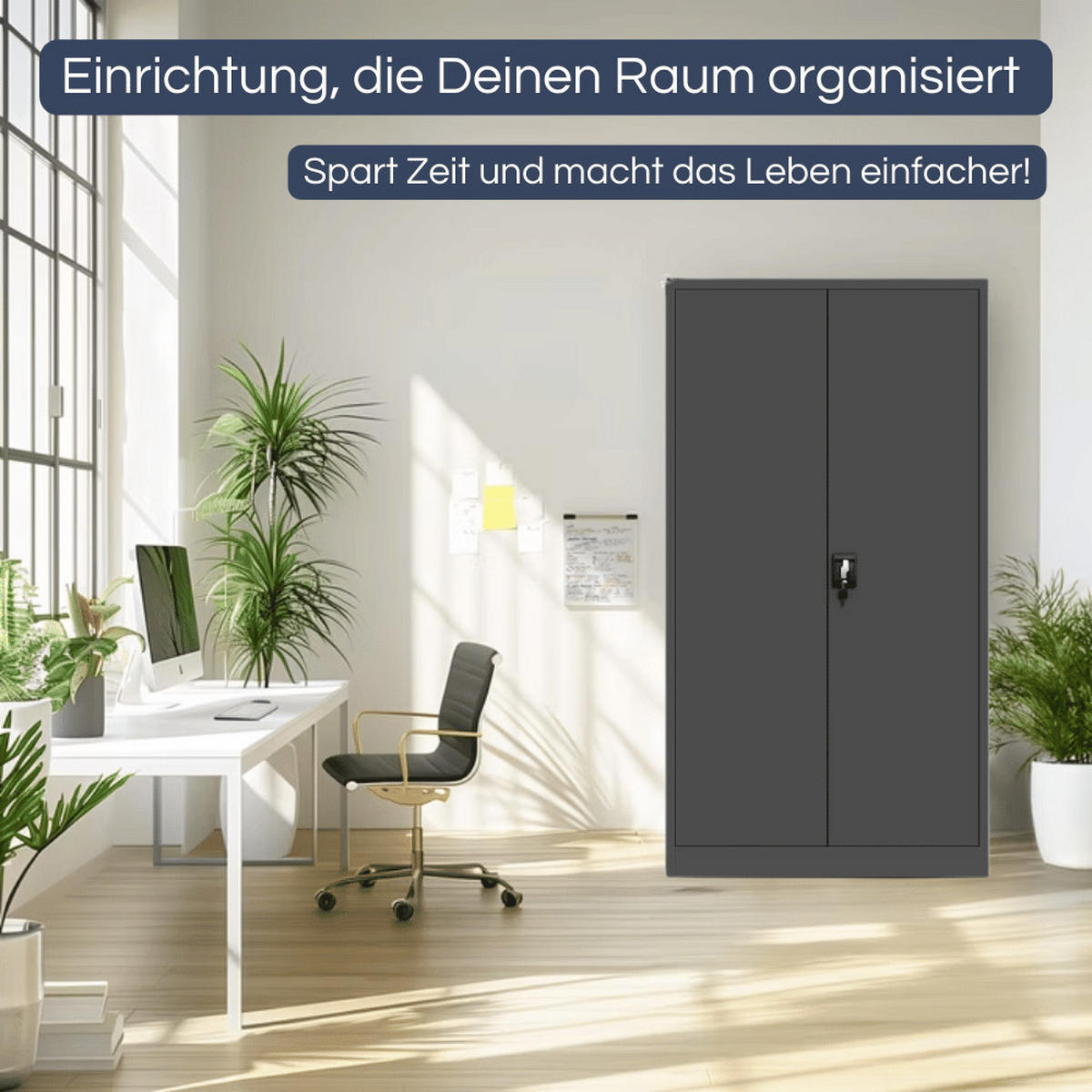 METALLSCHRANK abschließbar KODLI mit Geheimfach 185x90x45cm Anthrazit - Anthrazit, Metall (90/185/45cm) - DELUKE