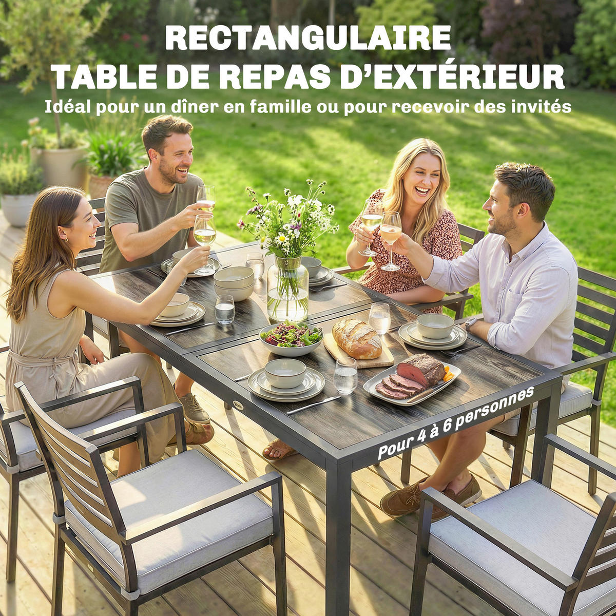 GARTENTISCH DE-14229 140x80 cm Dunkelgrau - Dunkelgrau, Metall (140/80/72cm) - ComfortXL