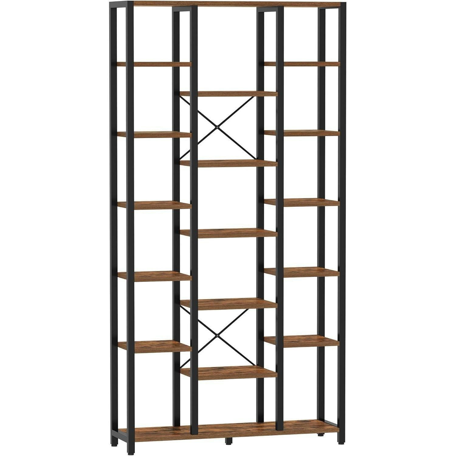 STANDREGAL mit 7 Ebenen Vintagebraun-Schwarz 30 x 100 x 202 cm - Braun, Holzwerkstoff (100/202/30cm)