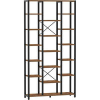 STANDREGAL mit 7 Ebenen Vintagebraun-Schwarz 30 x 100 x 202 cm - Braun, Holzwerkstoff (100/202/30cm)