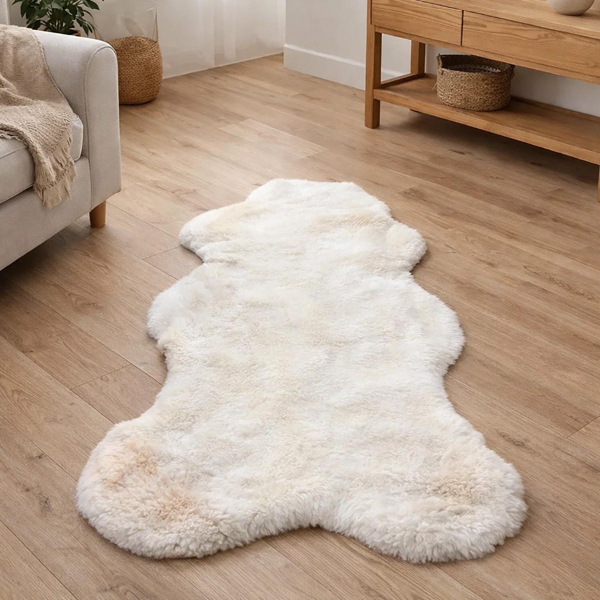 SCHAFFELL Premium Merino Lammfell Natur Weiß geschoren ca. 115 cm - Weiß, Fell (65/115cm) - Provellus